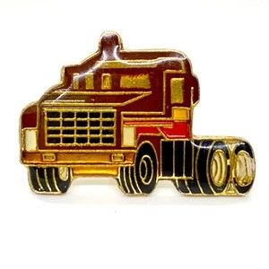 Semi trucker hat pin, jacket pin, lapel pin, lit pin, backpack pin 80's mechanic